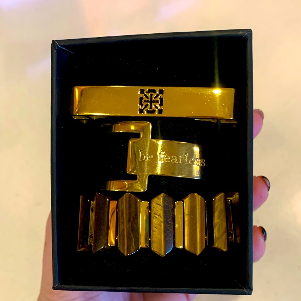 NEW RUSTIC CUFF unique gold bracelets x3